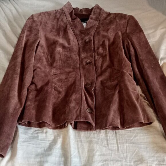 Jones New York Brown Suede Fitted Jacket - Picture 3 of 7